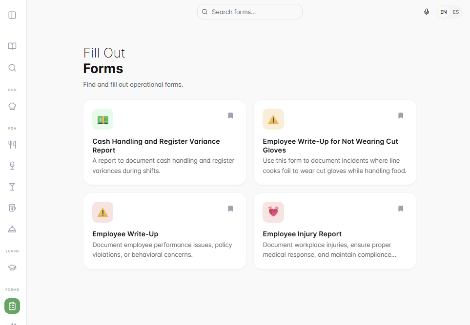 Tastly Forms & Documentation